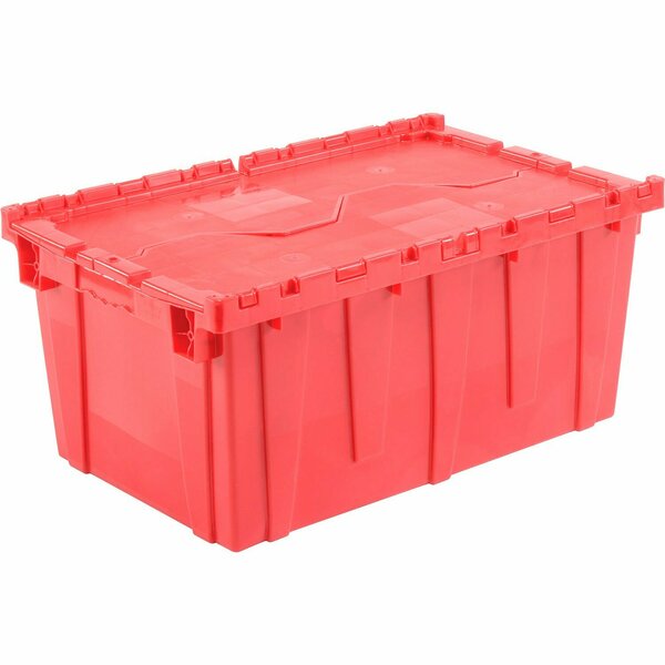 Global Industrial Attached Lid Shipping Container 27-3/16 x 16-5/8 x 12-1/2 Red with Dolly Combo 257814RDP